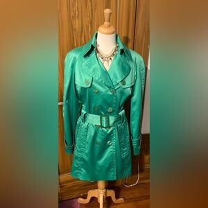Jessica Simpson Vibrant Satiny Green Trench Coat